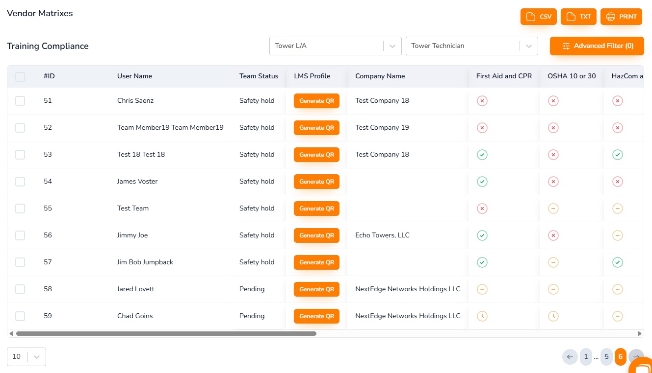 Vendor Management Interface